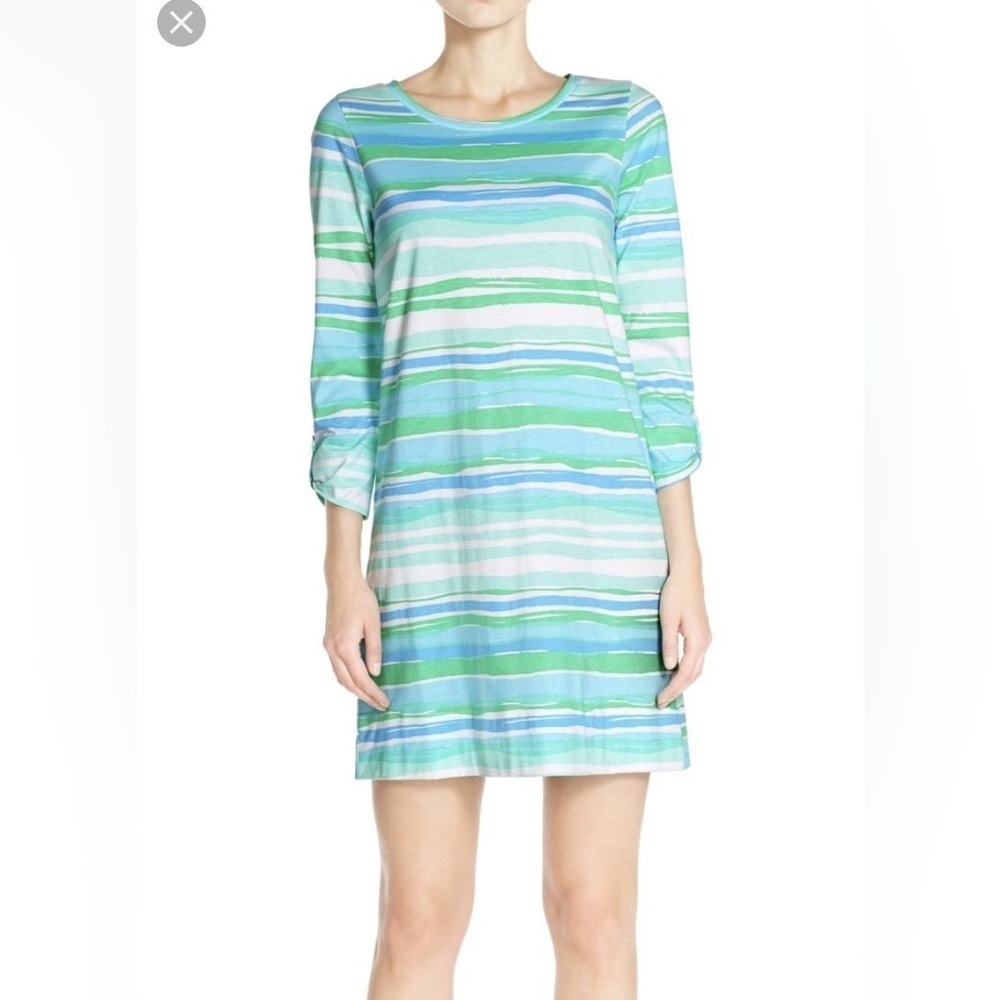 Lilly Pulitzer Green and Blue Striped Midi Dress